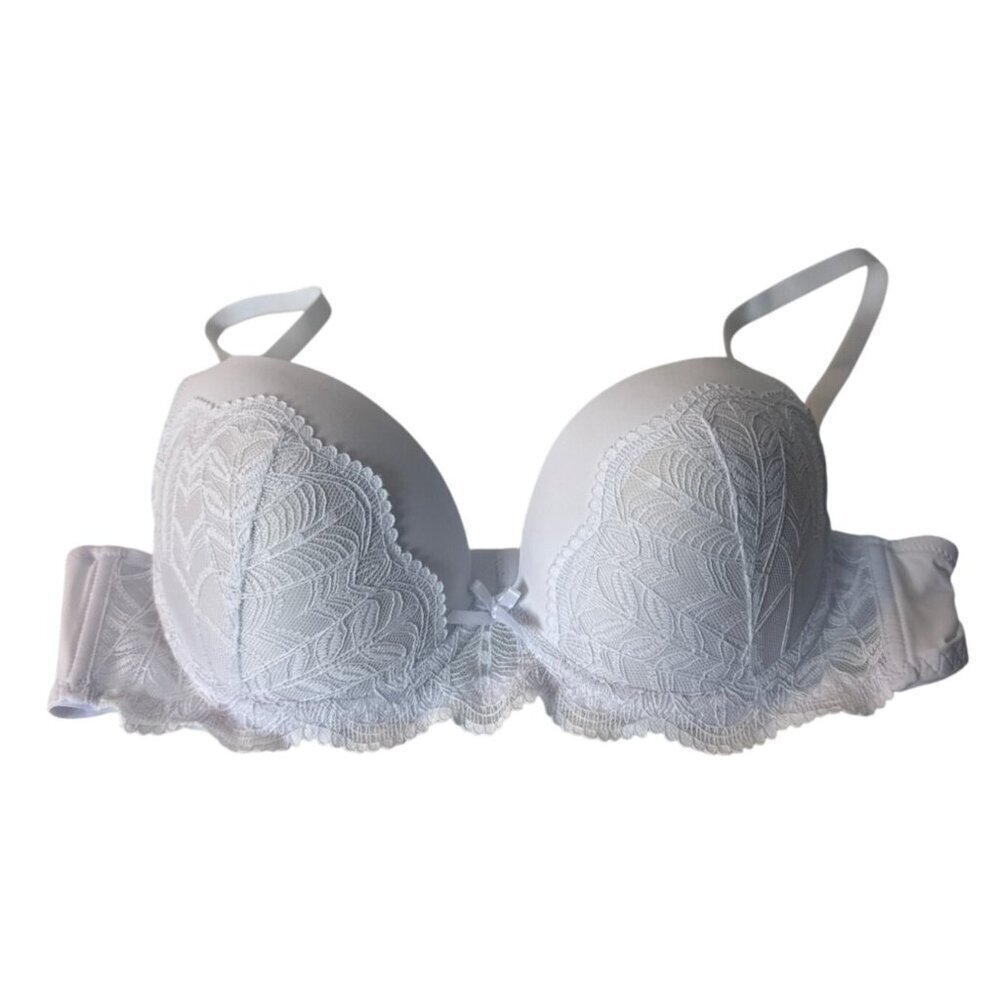 White Lace Underwire Bra 85C With Adjustable Straps & Back Closure